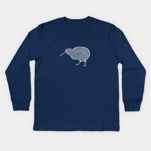 Kiwi Bird Ink Art - on dark colors Kids Long Sleeve T-Shirt